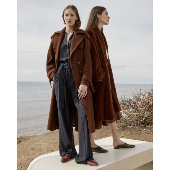 Vince Belted Wool Blend Trench Coat - Picture 1 of 5